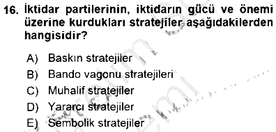 Siyasal İletişim 2015-2016 Dönem Sonu Sınavı - 16. soru