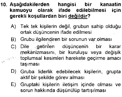 Siyasal İletişim 2016-2017 Dönem Sonu Sınavı - 10. soru