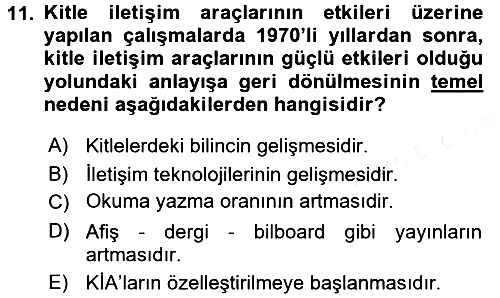 Siyasal İletişim 2017-2018 Dönem Sonu Sınavı - 11. soru