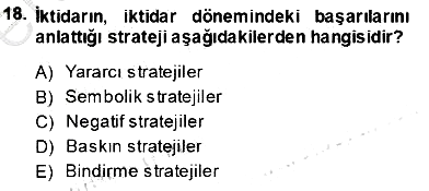 Siyasal İletişim 2013-2014 Tek Ders Sınavı - 18. soru