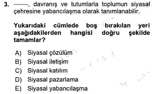 Siyasal İletişim 2020-2021 Yaz Okulu Sınavı - 3. soru