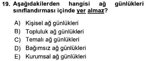 Uluslararası İletişim 2016-2017 3 Ders Sınavı - 19. soru