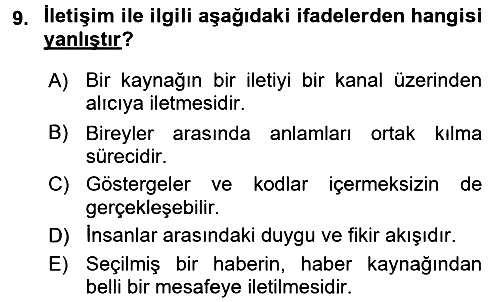 Uluslararası İletişim 2017-2018 3 Ders Sınavı - 9. soru