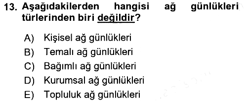 Uluslararası İletişim 2017-2018 3 Ders Sınavı - 13. soru