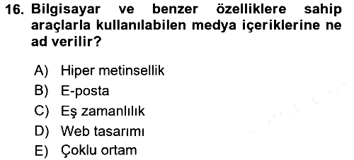 Uluslararası İletişim 2017-2018 3 Ders Sınavı - 16. soru