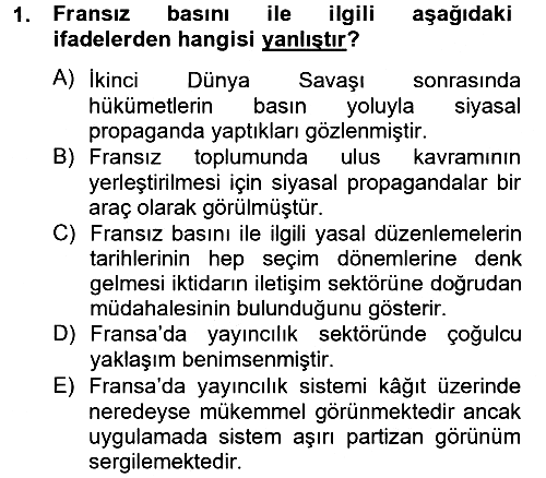 Uluslararası İletişim 2012-2013 Dönem Sonu Sınavı - 1. soru