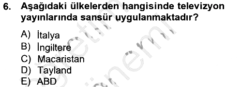 Uluslararası İletişim 2012-2013 Dönem Sonu Sınavı - 6. soru