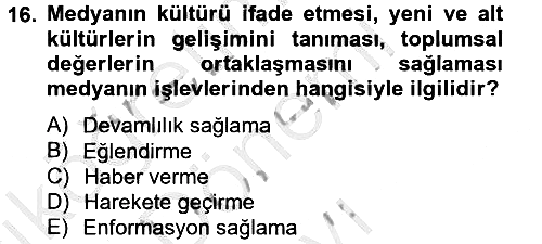 Uluslararası İletişim 2012-2013 Dönem Sonu Sınavı - 16. soru