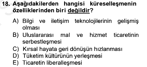 Uluslararası İletişim 2012-2013 Dönem Sonu Sınavı - 18. soru