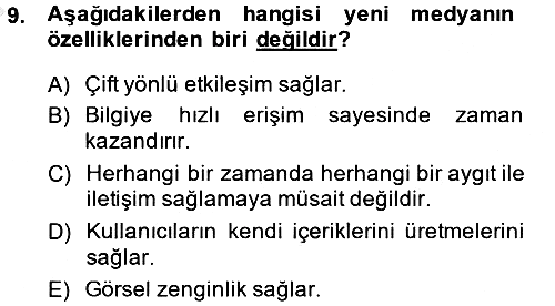 Uluslararası İletişim 2013-2014 Dönem Sonu Sınavı - 9. soru