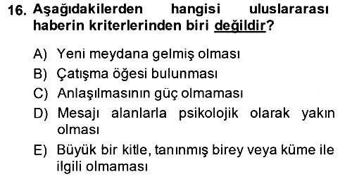 Uluslararası İletişim 2013-2014 Dönem Sonu Sınavı - 16. soru