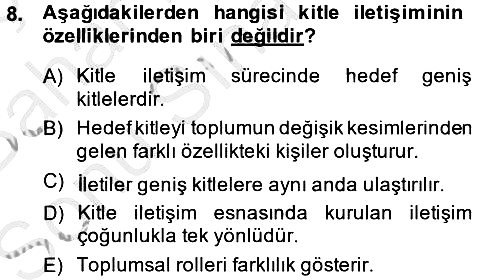 Uluslararası İletişim 2014-2015 Dönem Sonu Sınavı - 8. soru
