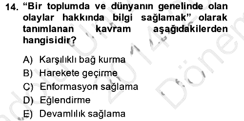Uluslararası İletişim 2014-2015 Dönem Sonu Sınavı - 14. soru