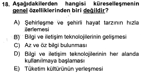 Uluslararası İletişim 2016-2017 Dönem Sonu Sınavı - 18. soru