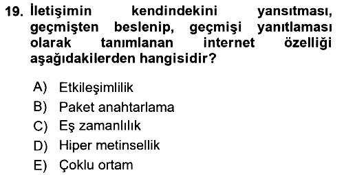 Uluslararası İletişim 2016-2017 Dönem Sonu Sınavı - 19. soru
