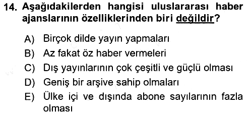 Uluslararası İletişim 2017-2018 Dönem Sonu Sınavı - 14. soru