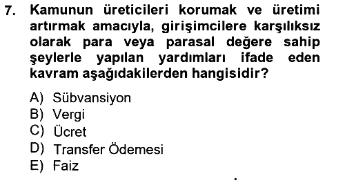 Ekonomik Analiz 2012-2013 Ara Sınav - 7. soru