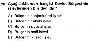 Ekonomik Analiz 2013-2014 Dönem Sonu Sınavı - 20. soru