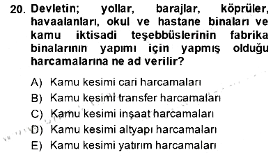 Ekonomik Analiz 2014-2015 Dönem Sonu Sınavı - 20. soru