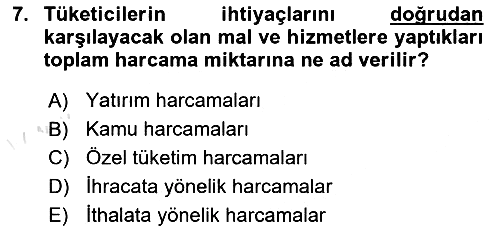 Ekonomik Analiz 2022-2023 Yaz Okulu Sınavı - 7. soru