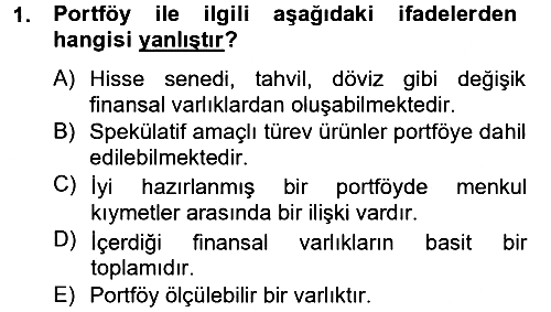 Portföy Yönetimi 2012-2013 Ara Sınav - 1. soru