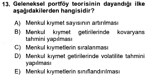 Portföy Yönetimi 2017-2018 Ara Sınav - 13. soru
