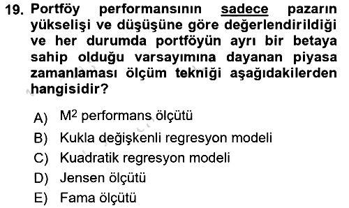Portföy Yönetimi 2015-2016 Dönem Sonu Sınavı - 19. soru