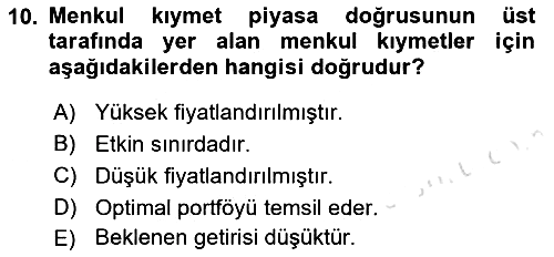 Portföy Yönetimi 2021-2022 Dönem Sonu Sınavı - 10. soru