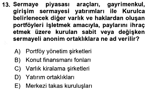 Sermaye Piyasası Hukuku 2018-2019 Ara Sınav - 13. soru