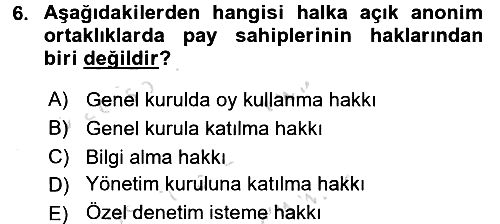 Sermaye Piyasası Hukuku 2015-2016 Dönem Sonu Sınavı - 6. soru