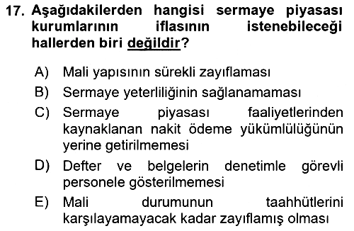 Sermaye Piyasası Hukuku 2017-2018 Dönem Sonu Sınavı - 17. soru