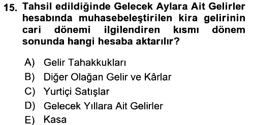Envanter ve Bilanço 2016-2017 3 Ders Sınavı - 15. soru