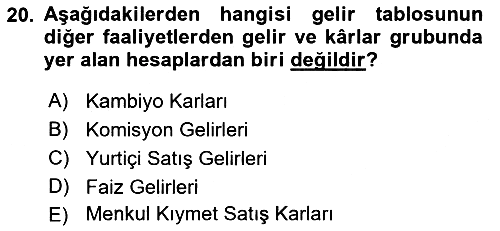 Envanter ve Bilanço 2017-2018 3 Ders Sınavı - 20. soru