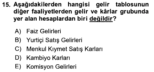 Envanter ve Bilanço 2018-2019 3 Ders Sınavı - 15. soru