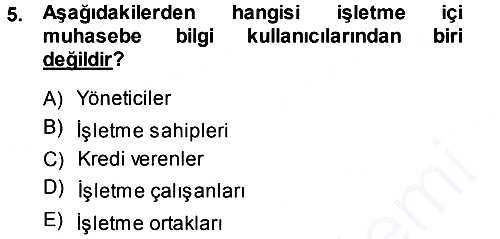 Envanter ve Bilanço 2014-2015 Ara Sınav - 5. soru