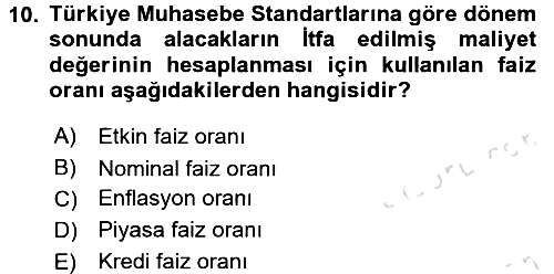 Envanter ve Bilanço 2016-2017 Ara Sınav - 10. soru