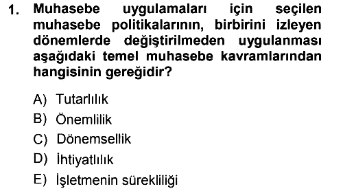 Envanter ve Bilanço 2012-2013 Dönem Sonu Sınavı - 1. soru