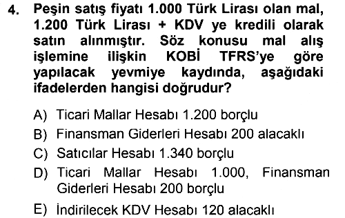 Envanter ve Bilanço 2012-2013 Dönem Sonu Sınavı - 4. soru