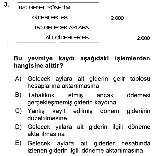 Envanter ve Bilanço 2018-2019 Dönem Sonu Sınavı - 3. soru