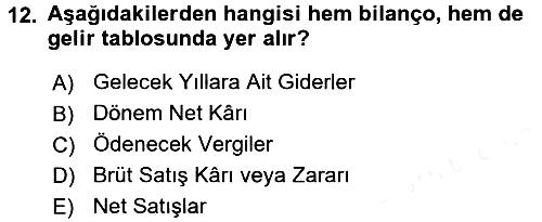 Envanter ve Bilanço 2015-2016 Tek Ders Sınavı - 12. soru