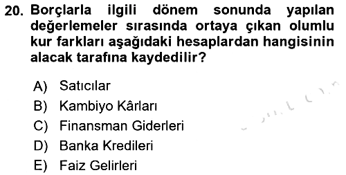 Envanter ve Bilanço 2021-2022 Yaz Okulu Sınavı - 20. soru