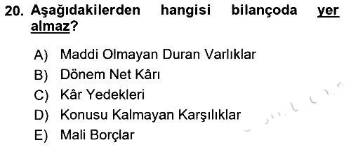 Envanter ve Bilanço 2022-2023 Yaz Okulu Sınavı - 20. soru