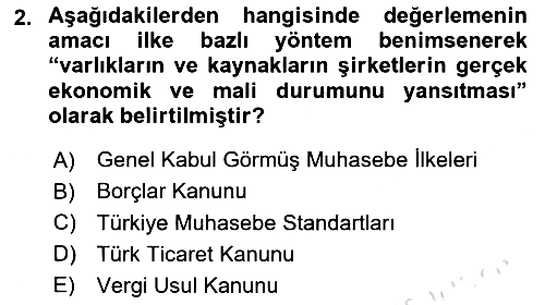 Envanter ve Bilanço 2023-2024 Yaz Okulu Sınavı - 2. soru
