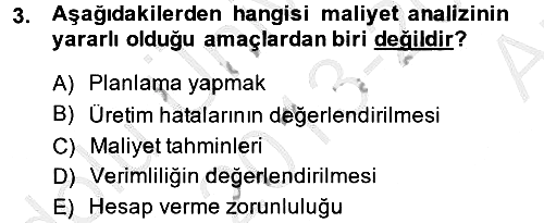 Maliyet Analizleri 2013-2014 Ara Sınav - 3. soru