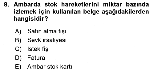 Maliyet Analizleri 2025-2026 Ara Sınav - 8. soru
