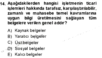 Muhasebe ve Hukuk 2013-2014 Ara Sınav - 14. soru