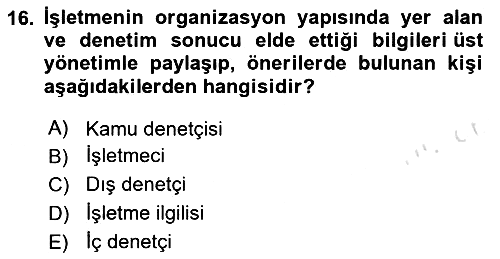 Muhasebe ve Hukuk 2023-2024 Yaz Okulu Sınavı - 16. soru