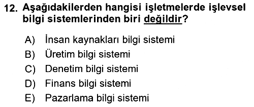 Ön Muhasebe Yazılımları Ve Kullanımı 2018-2019 Ara Sınav - 12. soru
