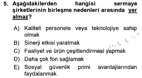 Şirketler Muhasebesi 2016-2017 3 Ders Sınavı - 5. soru