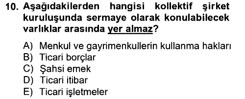Şirketler Muhasebesi 2012-2013 Ara Sınav - 10. soru
